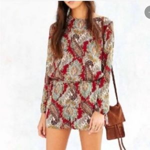 LUCCA couture romper burgundy paisley small